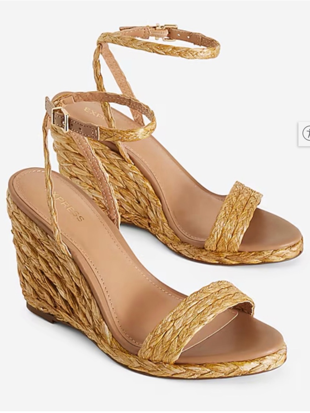 Express Women's Tan Braided Espadrille Wedge Sandals Size 7